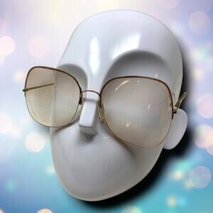 Vintage 1980s Oversized Logo Paris Gold Half Rim Glasses Eyeglasses Frames Only